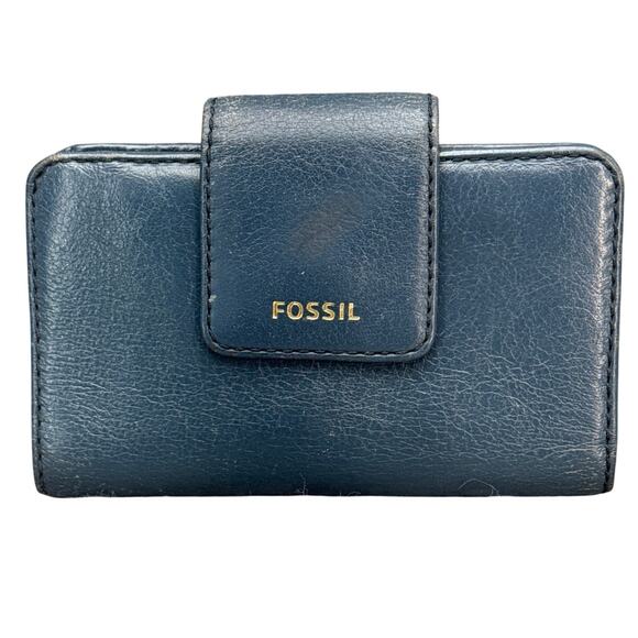 Fossil Madison Blue Dusk Leather 5.5" x 3.5" Multifunction Wallet - Picture 1 of 8
